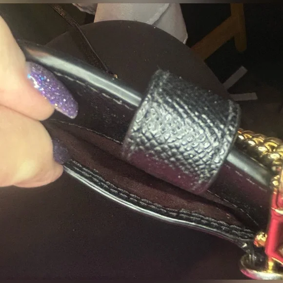 Coach Black Leather Phone Crossbody with Gold Logo - Picture 4 of 6